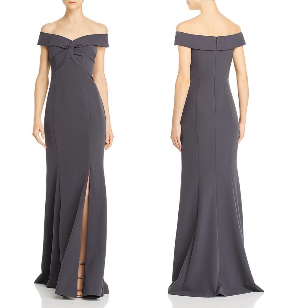 Aidan Mattox gray evening gown maxi NWT